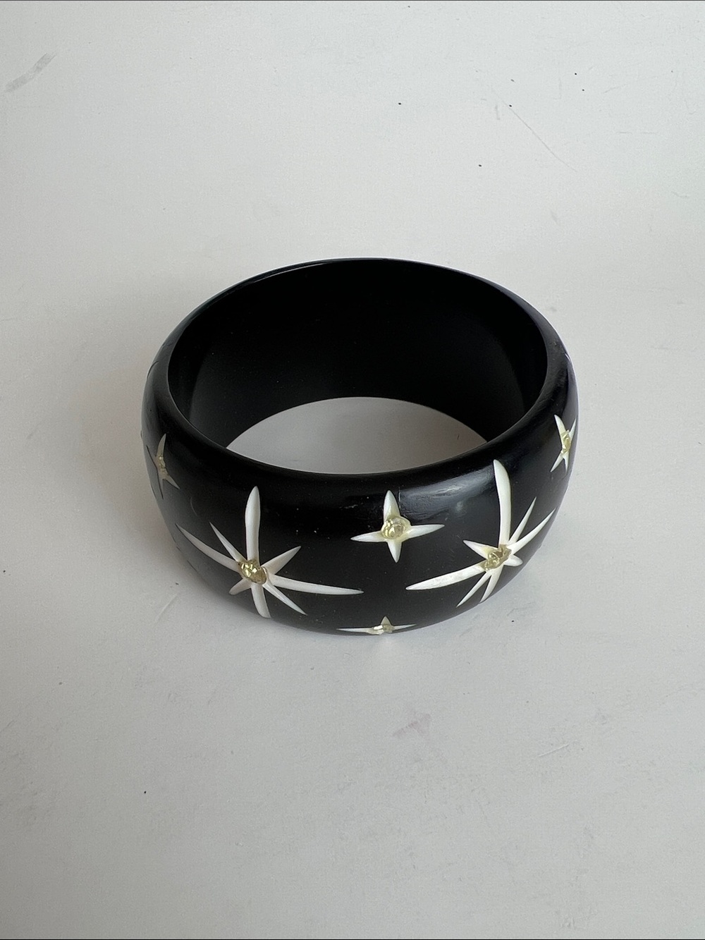 Splendette Black Atomic Starburst Resin Bangle Bracelet
